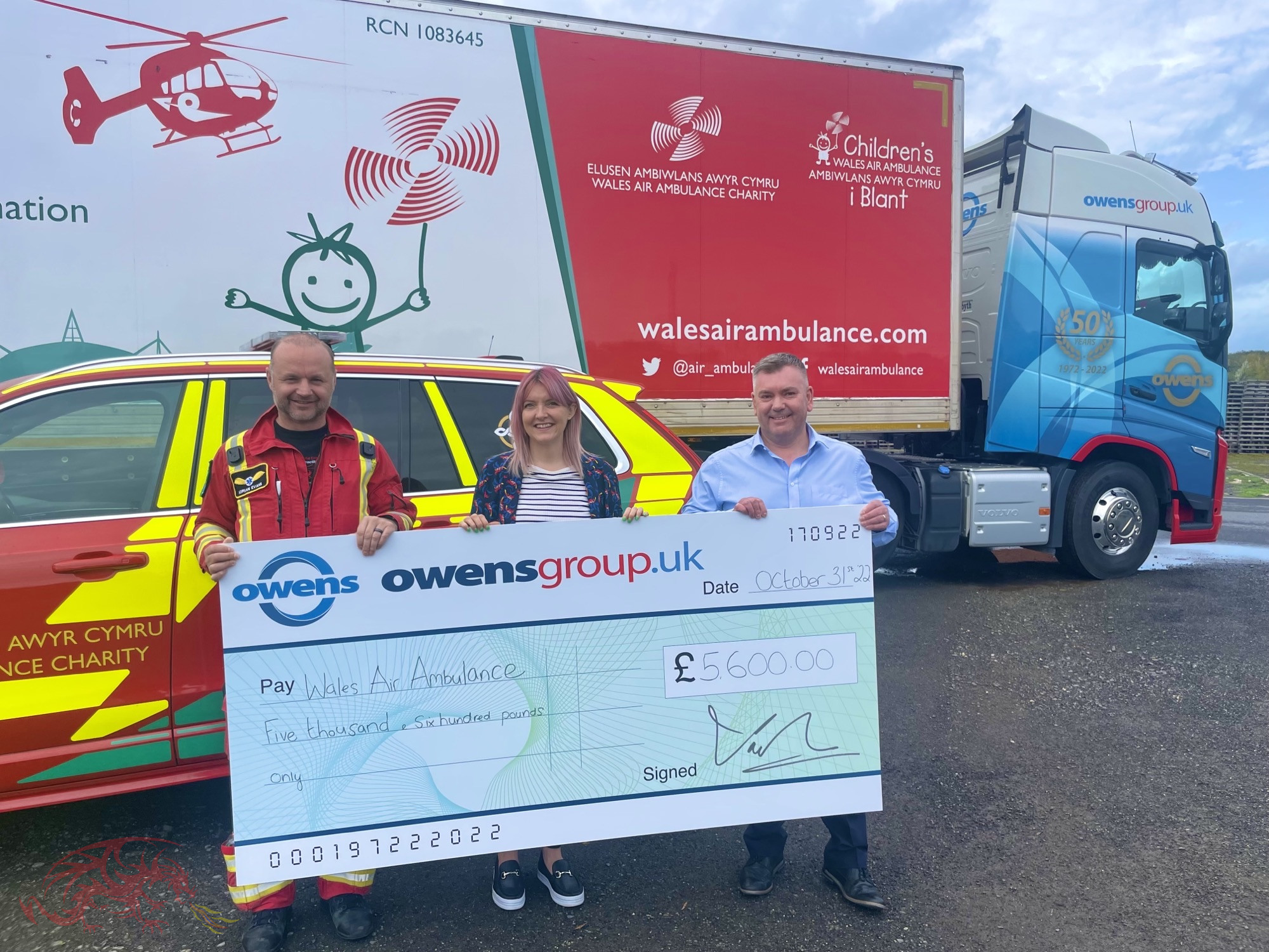 Owens Group raises money for Wales Air Ambulance to celebrate its 50th anniversary