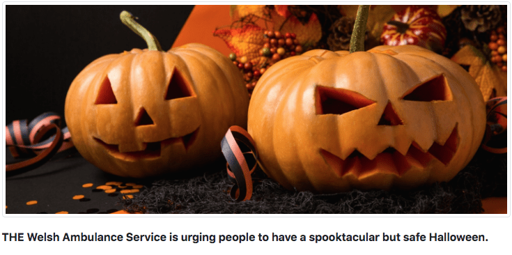 Welsh Ambulance Service wishes people a safe and ‘Spooktacular’ Halloween
