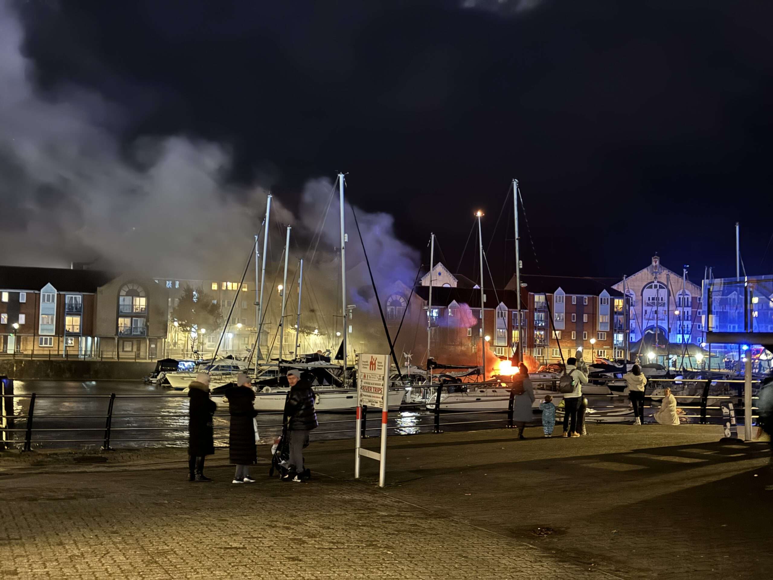 Fire in Swansea Marina