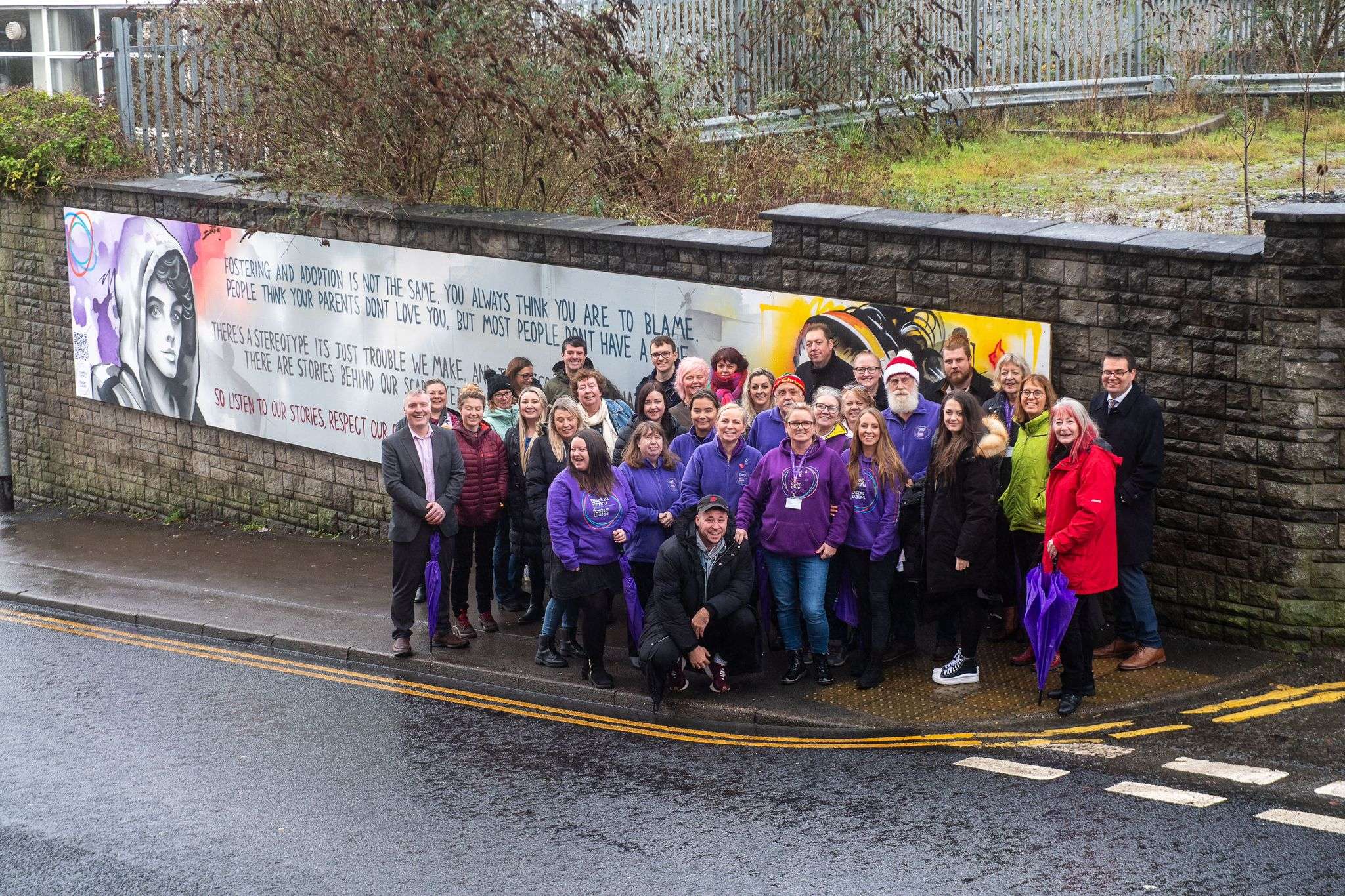 Former Children’s Laureate Wales, Connor Allen, partners with Foster Wales to challenge perceptions of teens in care through newly unveiled Bridgend mural