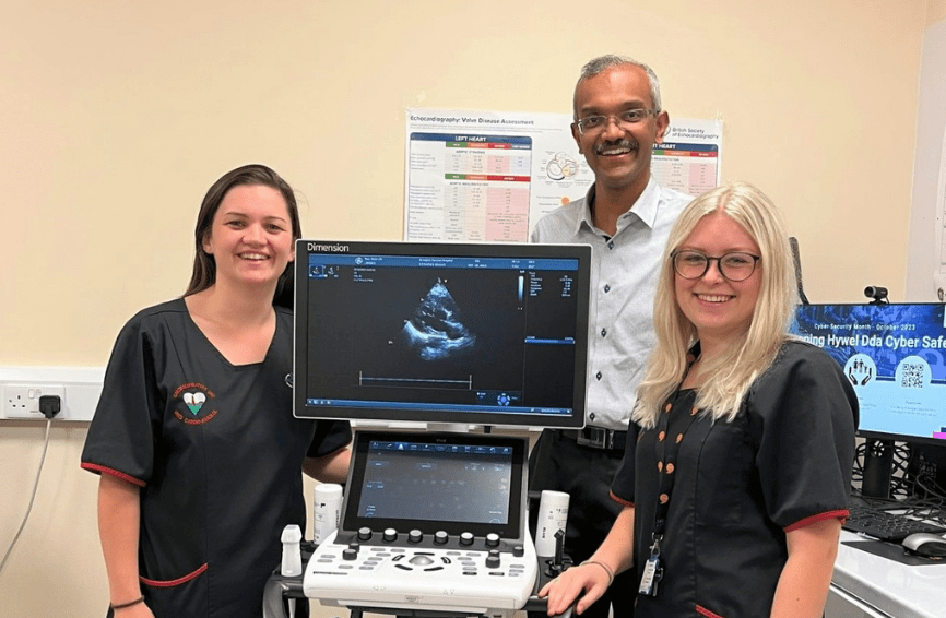 Charitable donations fund cardiac ultrasound machine for Bronglais Hospital